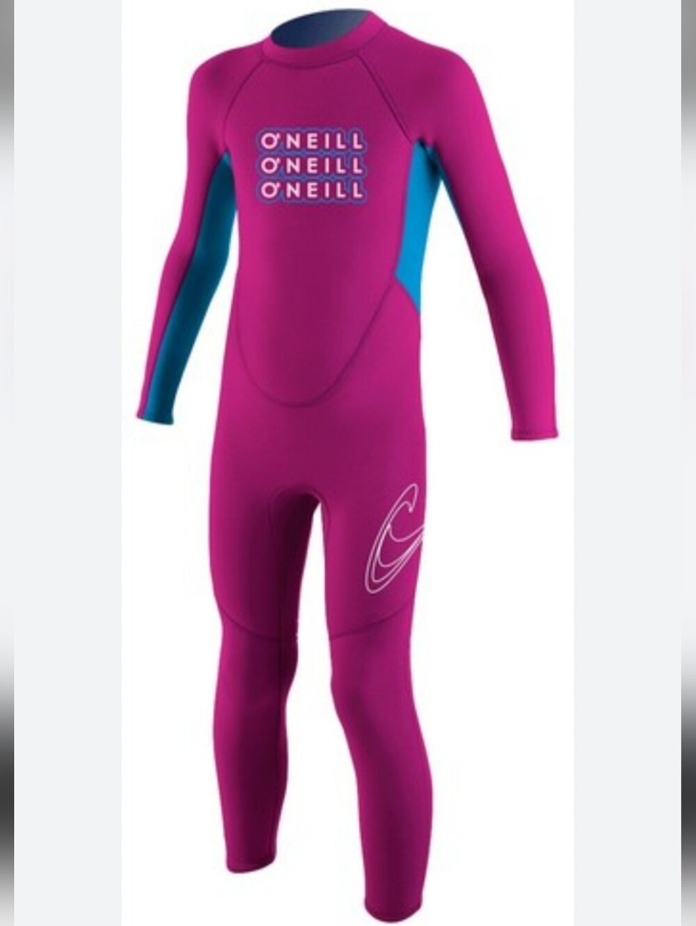 O'Neill Girls Magenta Wetsuit with Teal Panels Size 4 Beach Pool Swim Surf Vacay